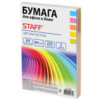 Бумага цветная STAFF color, А4, 80 г/м2, 250 л., микс (5 цв. х 50 л.), пастель, для офиса и дома