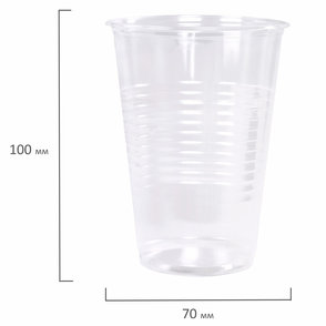Одноразовые стаканы 200 мл, КОМПЛЕКТ 100 шт., пластиковые, "БЮДЖЕТ", прозрачные, ПП, холодное/горячее, LAIMA, 600933
